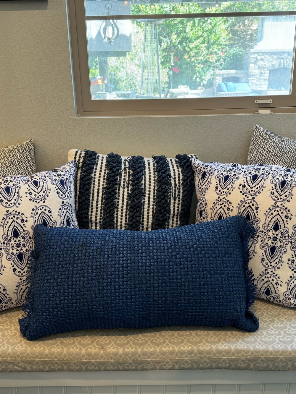 Like New Gorgeous Leather Navy Blue Accent Pillow from Tommy Bahamas